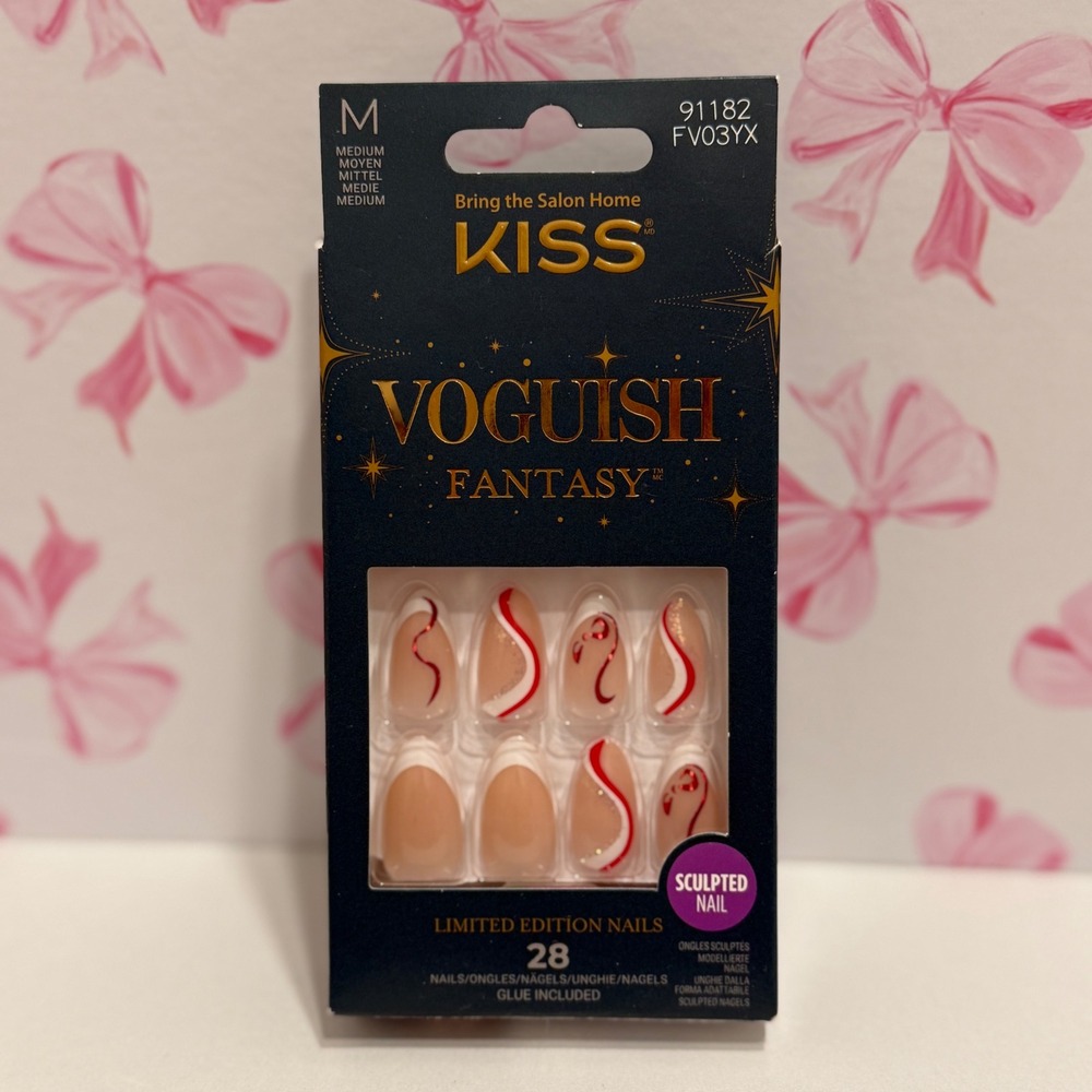 KISS Voguish Fantasy Limited Edition Nails‎ Red Swirl Sculpted Almond